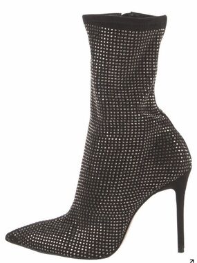 Shultz Black Rhinestone Pointed-Toe Stiletto Sock Boot
